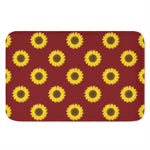 Burgundy Sunflower Pattern Print Indoor Door Mat