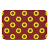 Burgundy Sunflower Pattern Print Indoor Door Mat