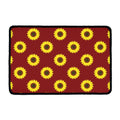 Burgundy Sunflower Pattern Print Kitchen Mat