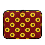 Burgundy Sunflower Pattern Print Laptop Sleeve