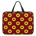 Burgundy Sunflower Pattern Print Laptop Sleeve With Handle