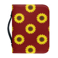 Burgundy Sunflower Pattern Print Leather Bible Cover