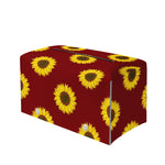 Burgundy Sunflower Pattern Print Leather Tissue Box Cover