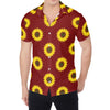 Burgundy Sunflower Pattern Print Men's Shirt