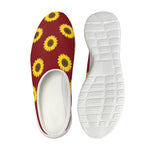 Burgundy Sunflower Pattern Print Mesh Casual Shoes