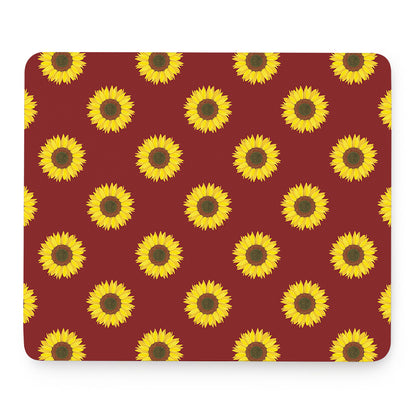 Burgundy Sunflower Pattern Print Mouse Pad