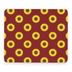 Burgundy Sunflower Pattern Print Mouse Pad