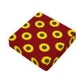 Burgundy Sunflower Pattern Print Outdoor Seat Cushion Cover