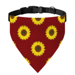 Burgundy Sunflower Pattern Print Over The Collar Dog Bandana