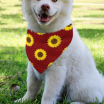 Burgundy Sunflower Pattern Print Over The Collar Dog Bandana
