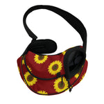 Burgundy Sunflower Pattern Print Pet Sling Carrier