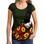 Burgundy Sunflower Pattern Print Pet Sling Carrier