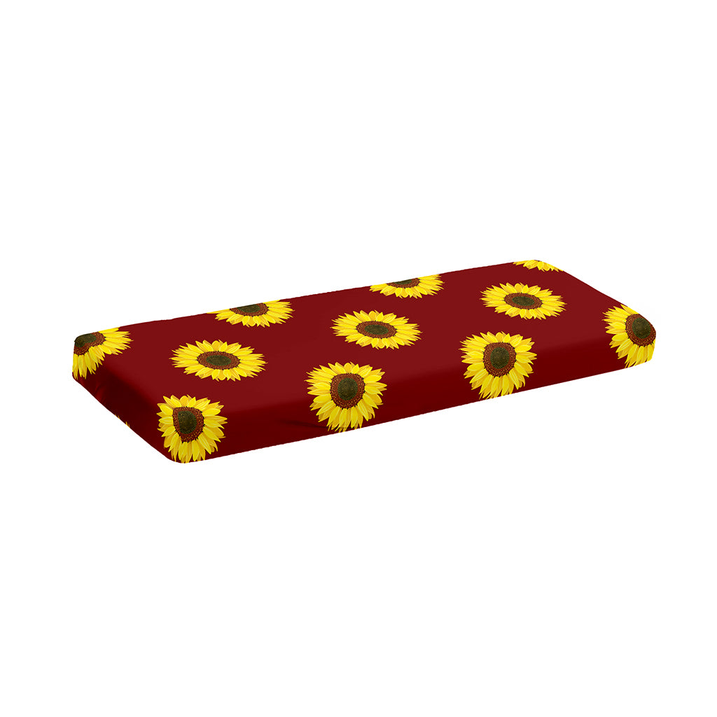 Burgundy Sunflower Pattern Print Piano Keyboard Cover