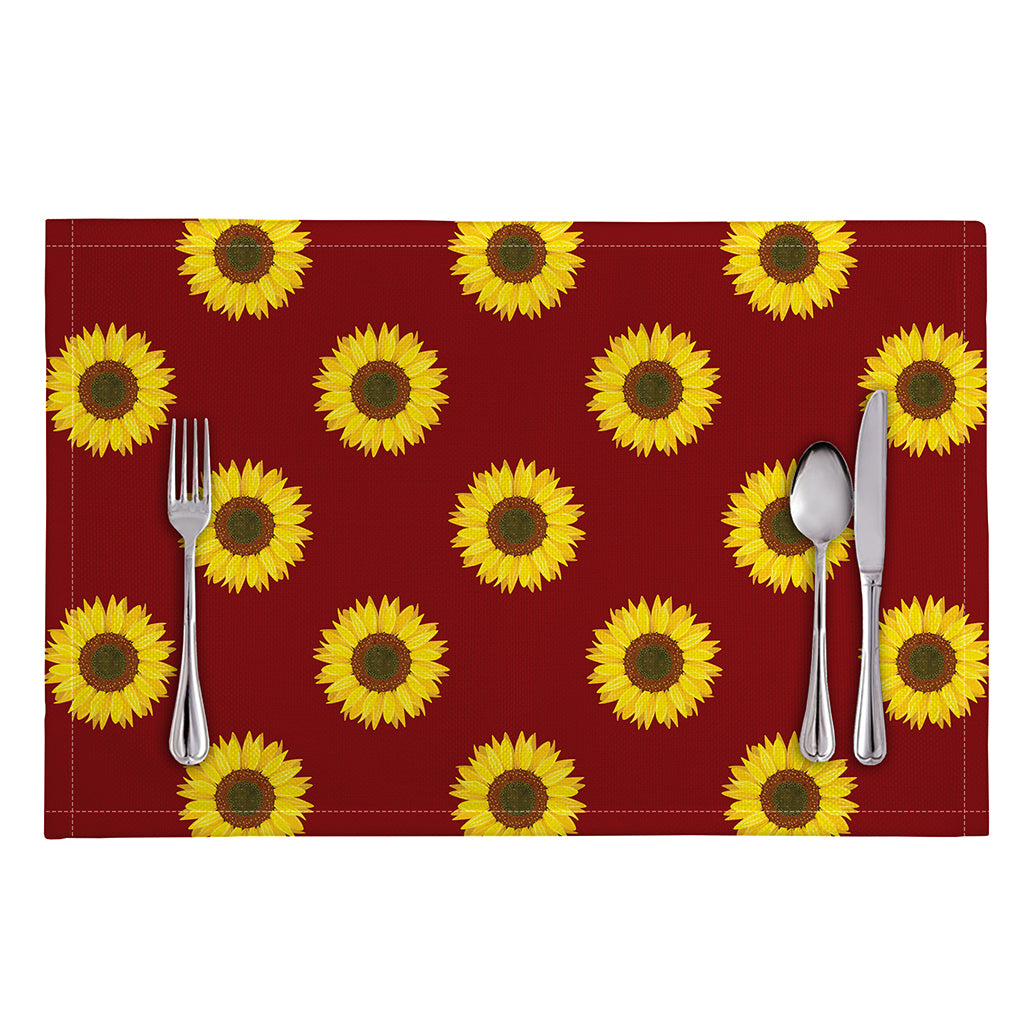 Burgundy Sunflower Pattern Print Placemat