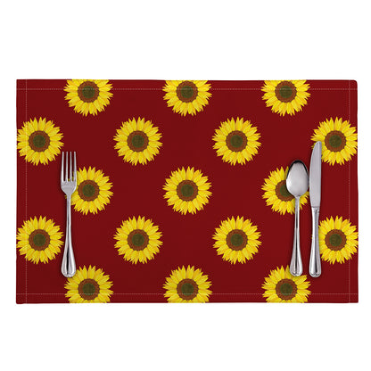 Burgundy Sunflower Pattern Print Placemat