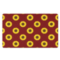 Burgundy Sunflower Pattern Print Polyester Doormat