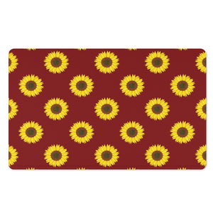 Burgundy Sunflower Pattern Print Polyester Doormat