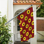 Burgundy Sunflower Pattern Print Polyester Flag