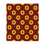 Burgundy Sunflower Pattern Print Polyester Shower Curtain