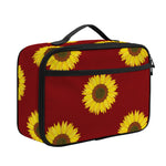 Burgundy Sunflower Pattern Print Portable Lunch Bag