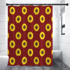 Burgundy Sunflower Pattern Print Premium Shower Curtain