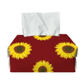Burgundy Sunflower Pattern Print Rectangle Tissue Box Cover