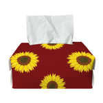 Burgundy Sunflower Pattern Print Rectangle Tissue Box Cover