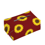 Burgundy Sunflower Pattern Print Rectangle Tissue Box Cover