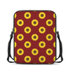 Burgundy Sunflower Pattern Print Rectangular Crossbody Bag