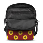 Burgundy Sunflower Pattern Print Rectangular Crossbody Bag