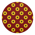 Burgundy Sunflower Pattern Print Round Blanket