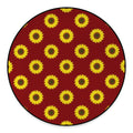 Burgundy Sunflower Pattern Print Round Floor Mat