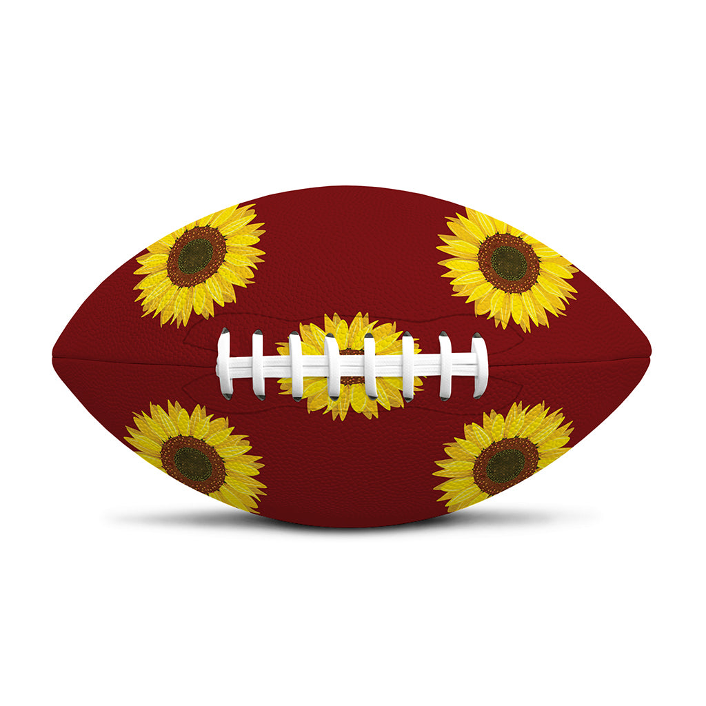 Burgundy Sunflower Pattern Print Rugby Ball