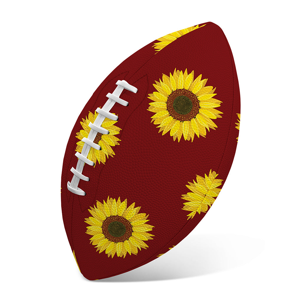 Burgundy Sunflower Pattern Print Rugby Ball