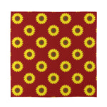 Burgundy Sunflower Pattern Print Silk Bandana