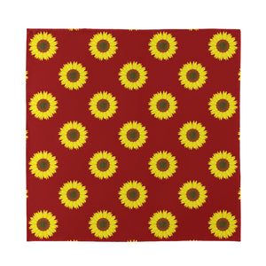 Burgundy Sunflower Pattern Print Silk Bandana