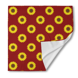 Burgundy Sunflower Pattern Print Silk Bandana