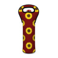 Burgundy Sunflower Pattern Print Single Neoprene Wine Tote