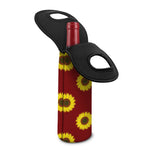 Burgundy Sunflower Pattern Print Single Neoprene Wine Tote