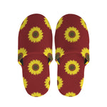 Burgundy Sunflower Pattern Print Slippers