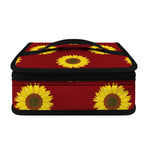 Burgundy Sunflower Pattern Print Small Lunch Bag