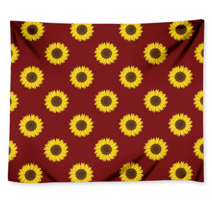 Burgundy Sunflower Pattern Print Tapestry