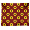 Burgundy Sunflower Pattern Print Tapestry