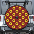 Burgundy Sunflower Pattern Print Tire Cover With Camera Hole
