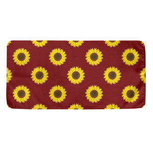 Burgundy Sunflower Pattern Print Towel