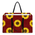 Burgundy Sunflower Pattern Print Utility Tote Bag