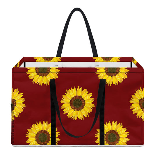 Burgundy Sunflower Pattern Print Utility Tote Bag