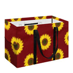 Burgundy Sunflower Pattern Print Utility Tote Bag