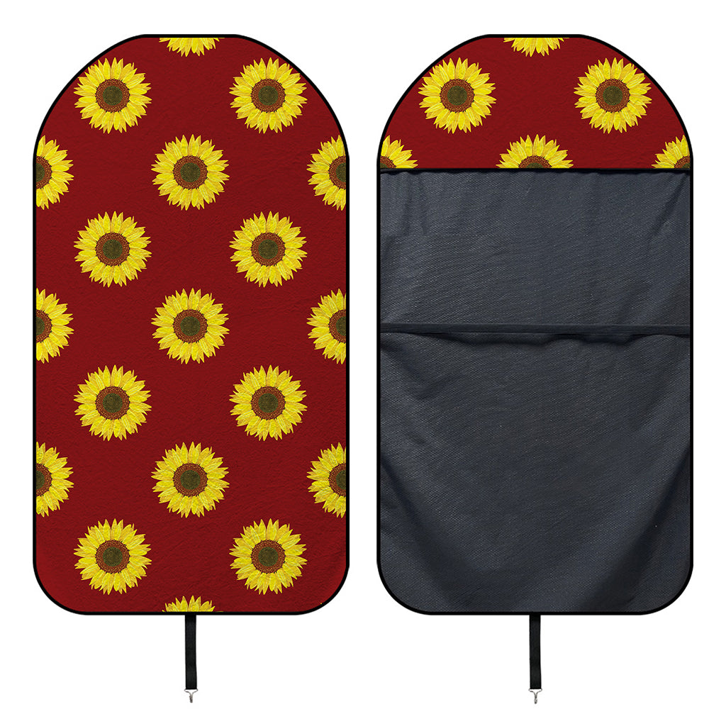 Burgundy Sunflower Pattern Print Waterproof Car Seat Cover