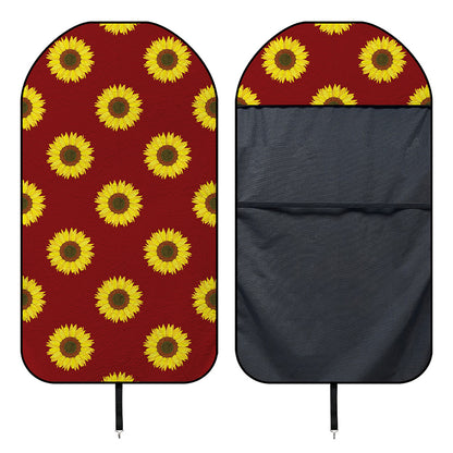 Burgundy Sunflower Pattern Print Waterproof Car Seat Cover